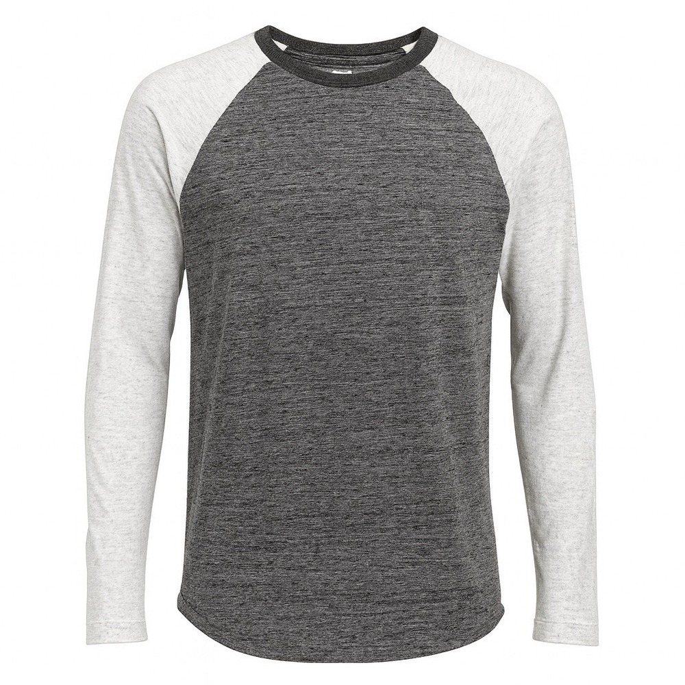 Old Navy Mens Raglan Long Sleeve Tee Gray Heathered Crew Neck T-Shirt Small